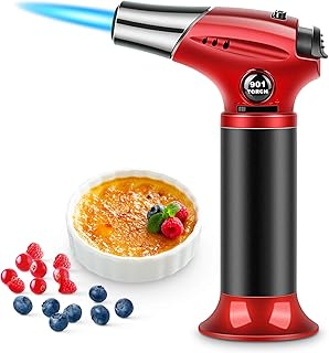 RenFox Flambierbrenner küchenbrenne Butan Gasbrenner mit Sicherheitsschloss Butangasbrenner Küche für Creme Brulee, BBQ, Grill, Kerzen, Kochen, Backen(Butan inbegriffen Nicht)
