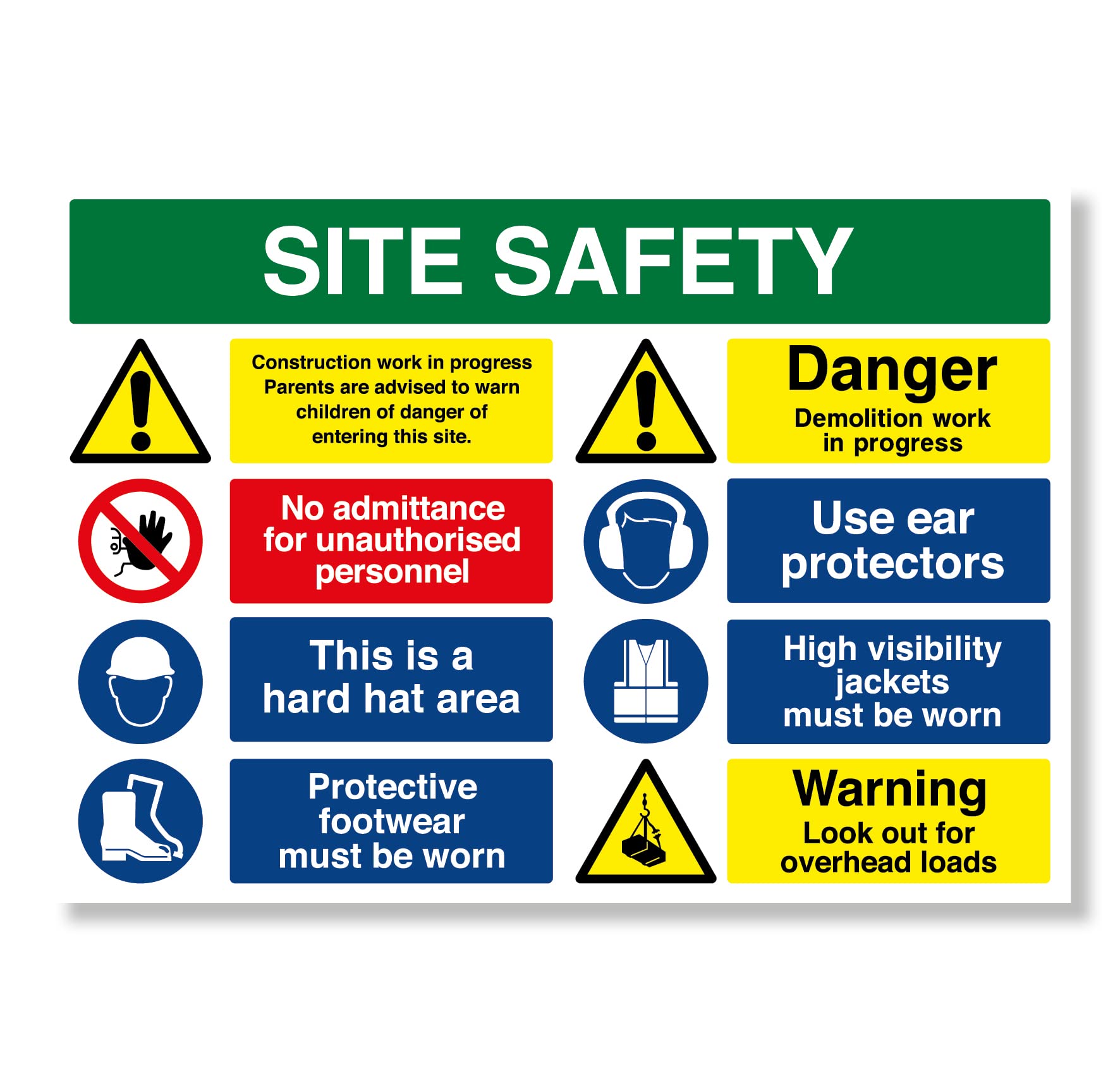 Site Safety Sign - 1 x A2 Safety Signs - A2 Large 594mm x 420mm - Site Safety Sign - Warning Sign - 8mm Correx - Outdoor or Indoor Use - Building Site Safety - Punkcards