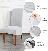 CMAKER Velvet Dining Chair Covers Set of 2 Light Gray Large Back High Back view 4