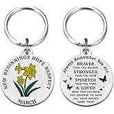 HYHYDHP March Birth Flower Keychain - March Birth Flower Gifts for Women - Special Daffodil Birthday Ideas
