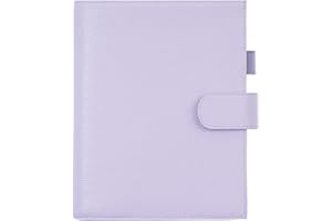 Moterm Leather Cover for Half Letter/Junior Discbound Planner, with Back Pocket (Pebbled-Lavender)