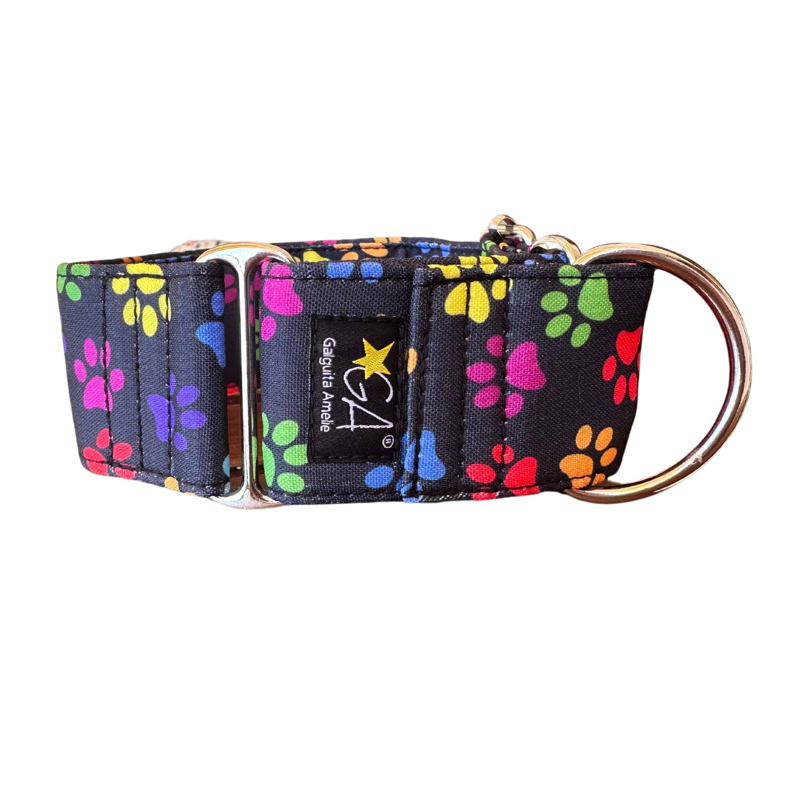 Galguita Amelie, 5cm Width Large (40cm - 49cm) Dog Collar Exhaust, Footprints