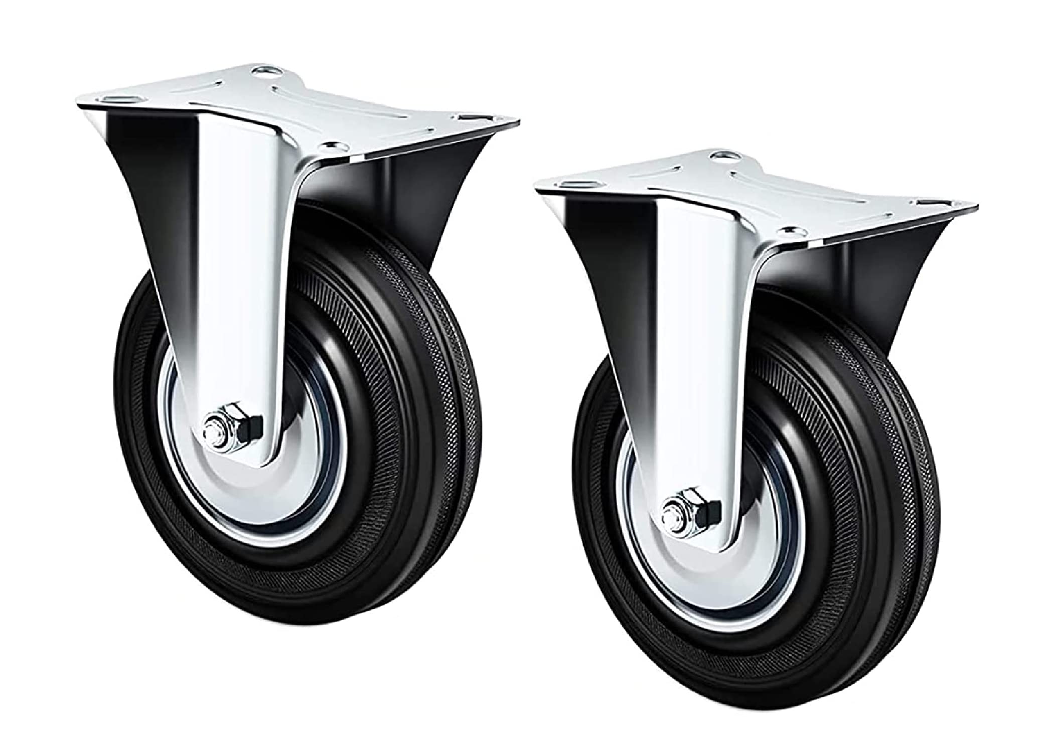 kippen 1600K1 Pair of Industrial Wheels with Fixed Base, Diameter 75 mm