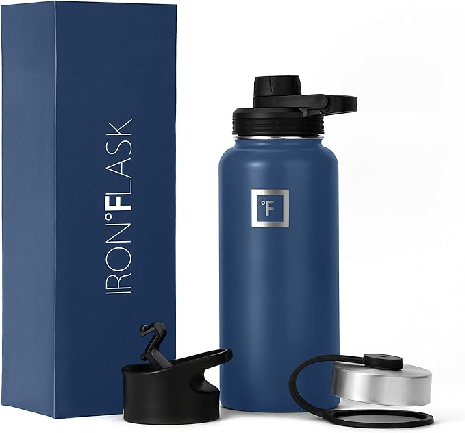 IRON °FLASK Sports Water Bottle 32 Oz, 3 Lids (Spout Lid), Vacuum