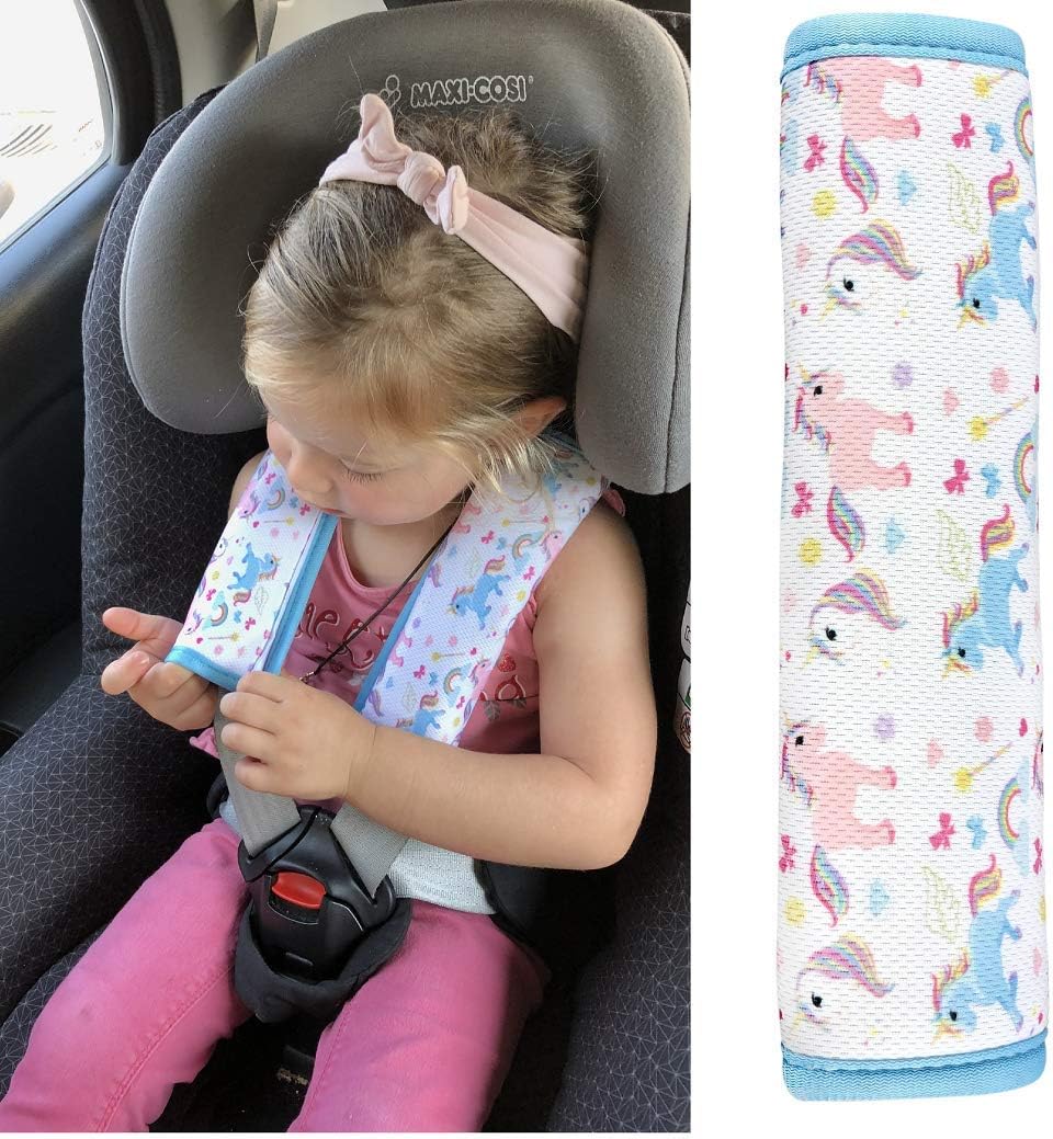 HECKBO 1x Kids Car Seat Belt Pads Seat Belt Protectors, Unicorn
