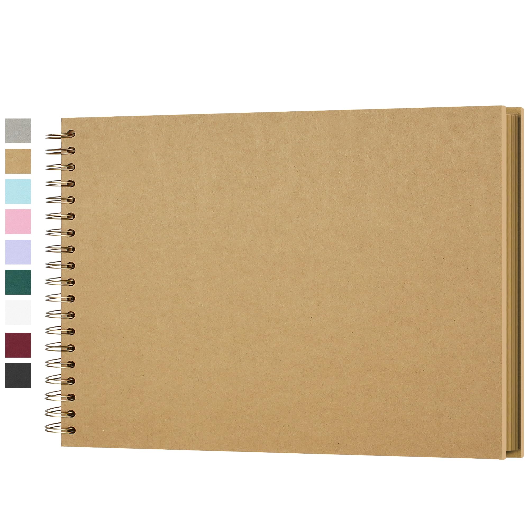 Yopih DIY Scrapbook Album 28x20.5 cm Hardcover Kraft Paper Scrap Book with 20 Sheets Memory Book for Family and Wedding Photography, Brown