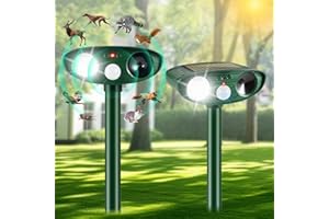 JAHY2TECH 2024 Upgraded Ultrasonic Animal Repeller Outdoor,2 Pack Deer Repellent Devices Cat Repellent Outdoor Solar Animal Repeller with Motion Sensor to Repel Raccoon Rabbit Squirrel Coyote Skunk Out of Yard