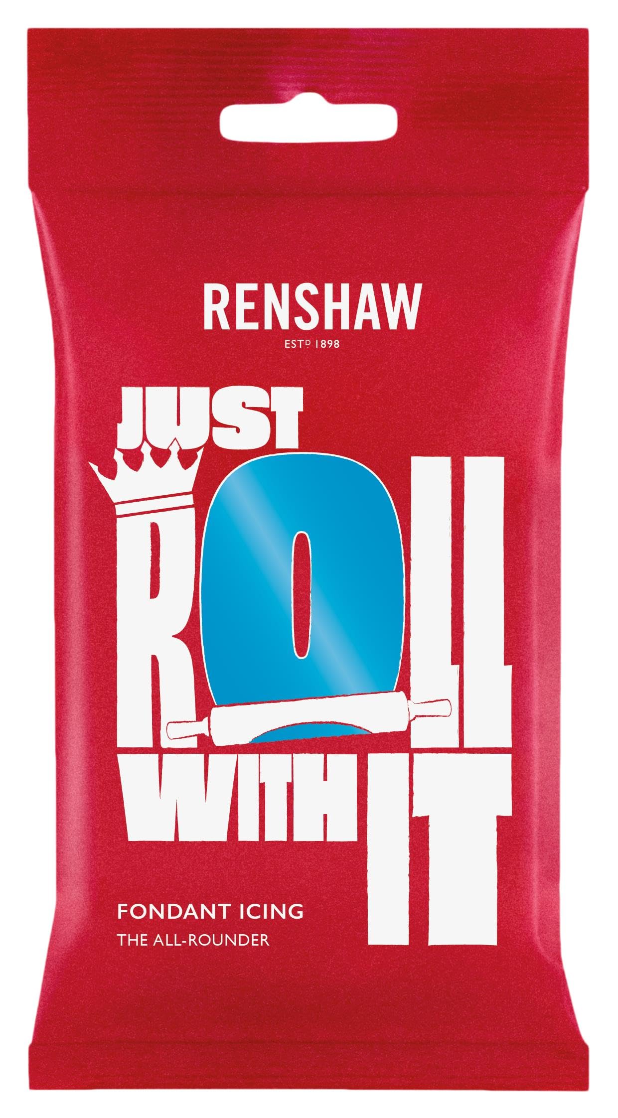 Renshaw Turquoise Just Roll With It Fondant Icing, 250 g (Pack of 1) - Ready to Roll Icing for Cakes