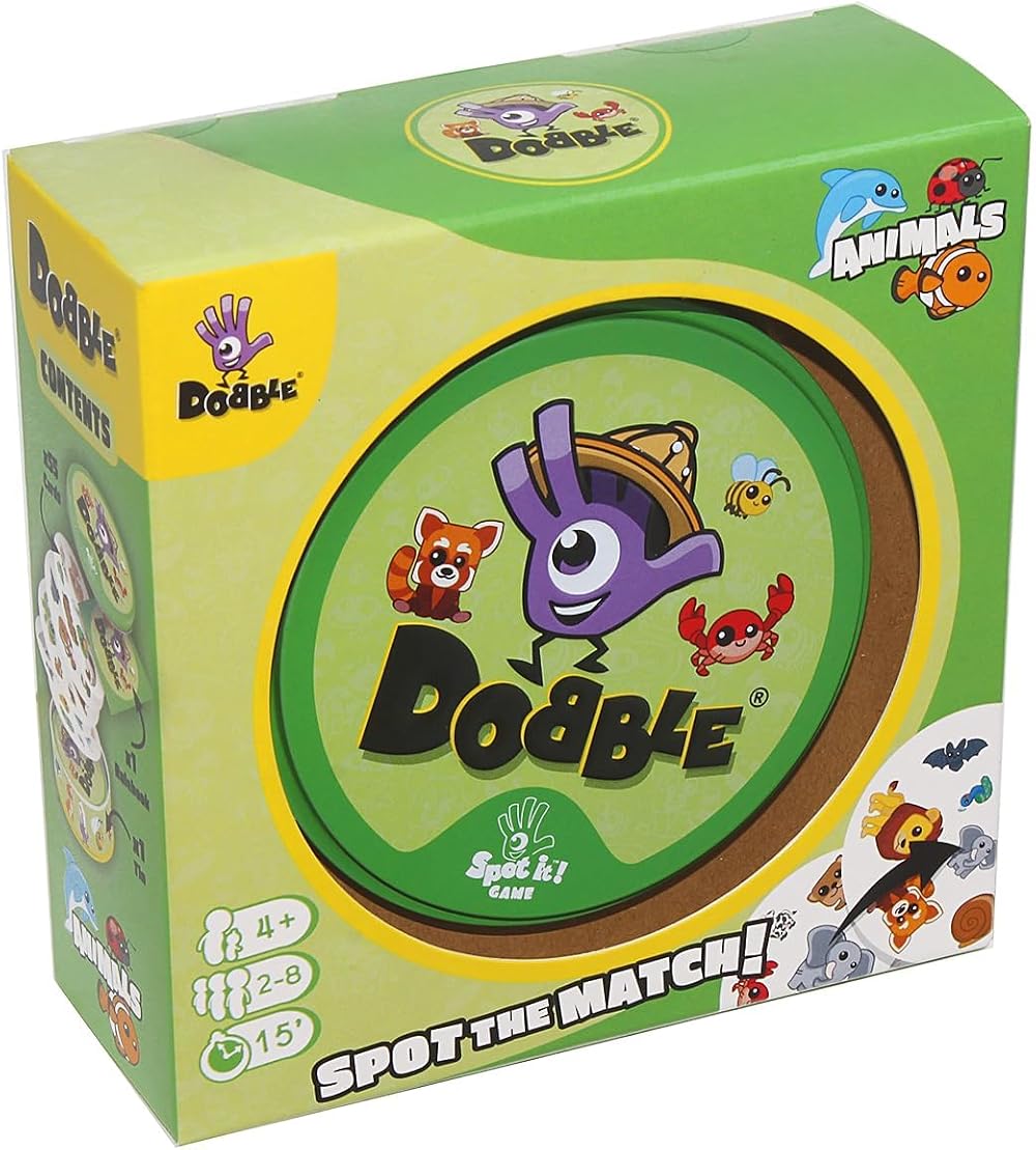 Asmodee Dobble Animals Card Game Tin Box 55 Cards 2-8 Players 6+