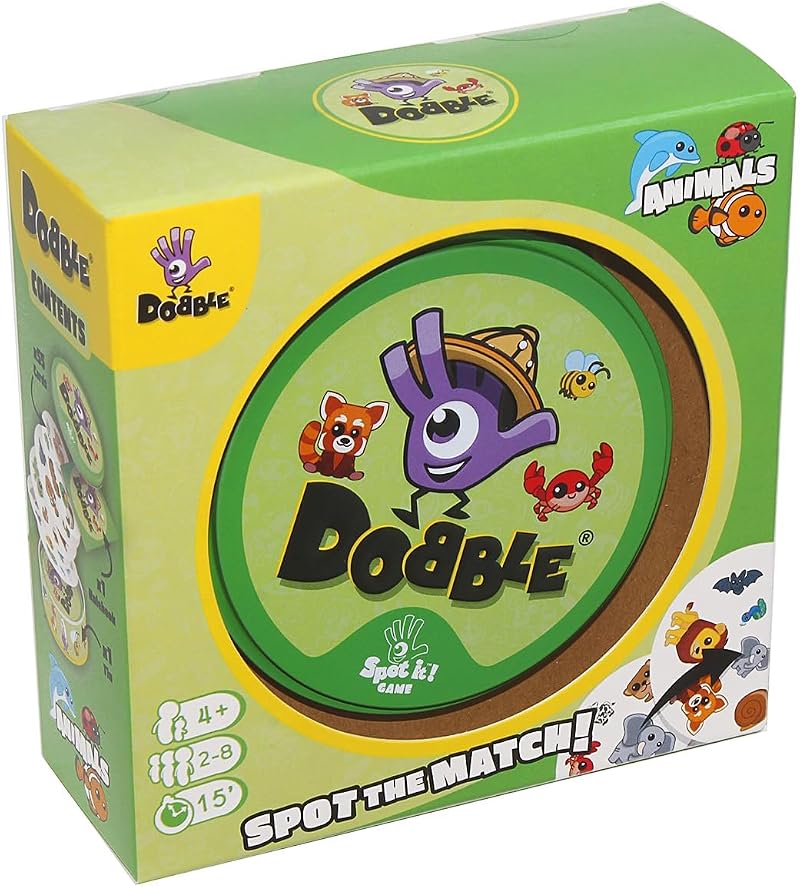 Asmodee Dobble Animals Card Game Tin Box 55 Cards 2-8 Players 6+