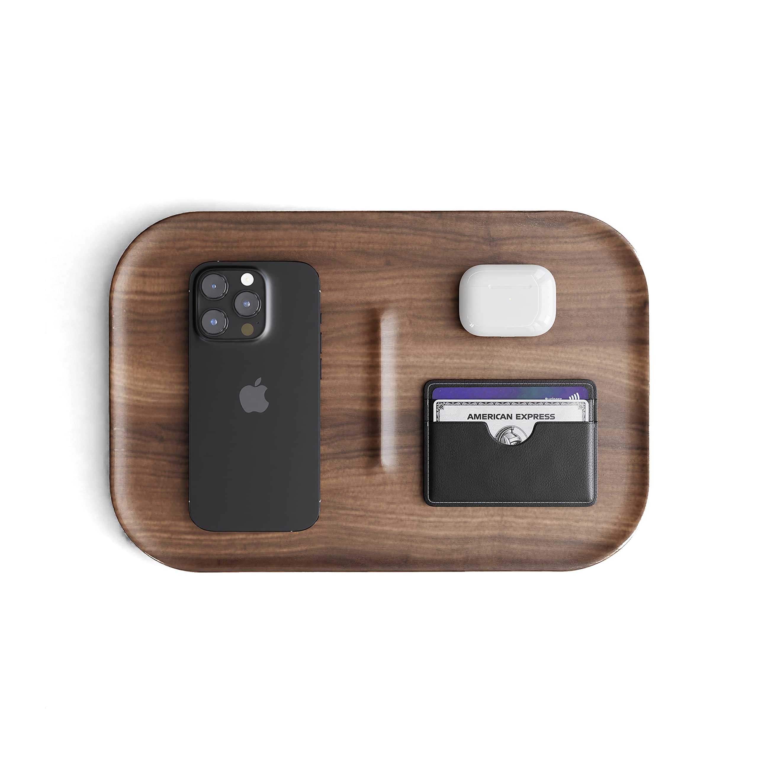 EDC Tray Concierge Minimalist Japandi Valet Tray Organiser - Walnut Wood