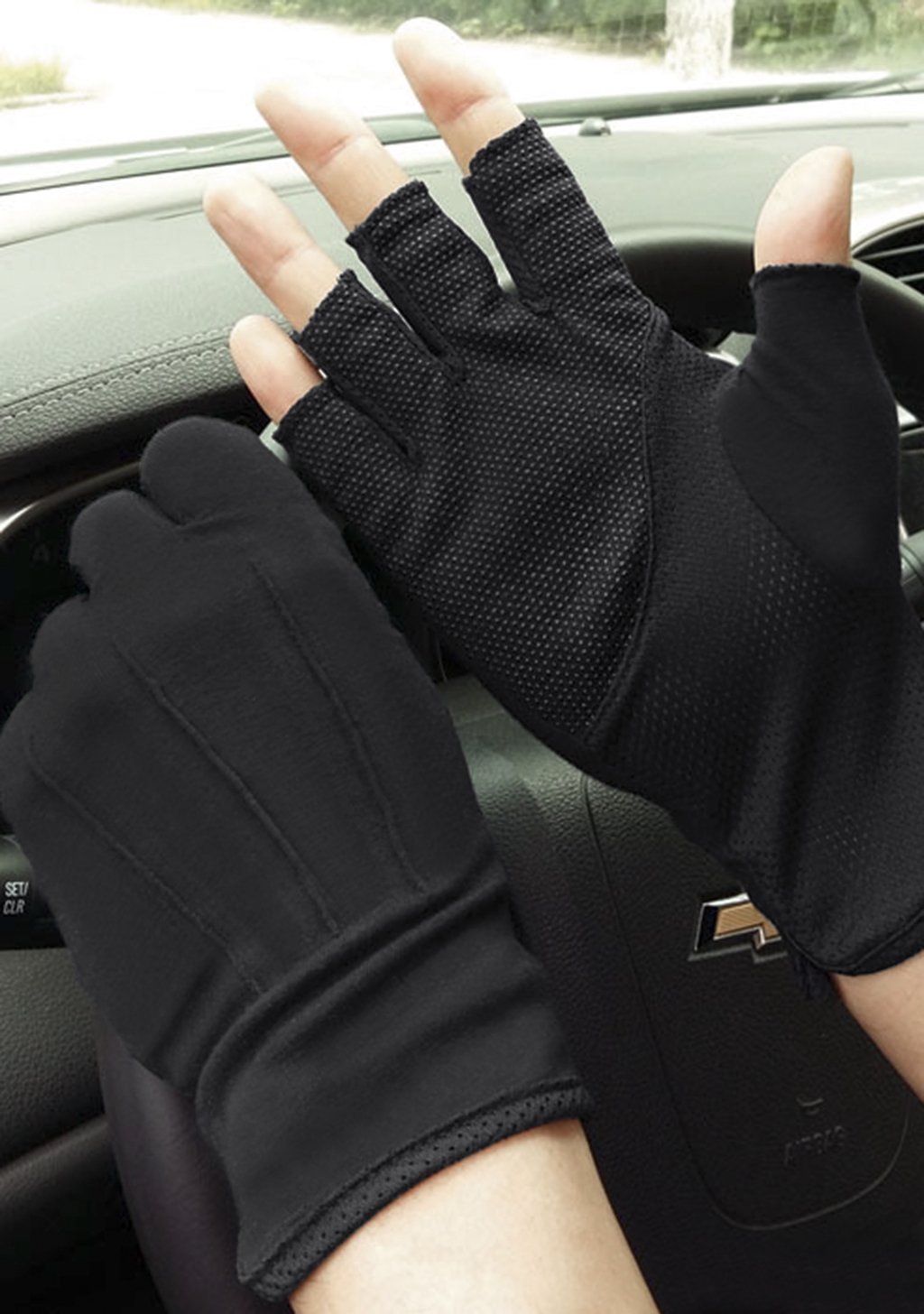 Men Women Summer Mesh Driving Gloves Sun Protection Cycling Cotton Gloves Sport GYM Fitness Workout Half Finger Fingerless Racing Mitts Non-slip Silicone Breathable Short Fingerless Riding Gloves