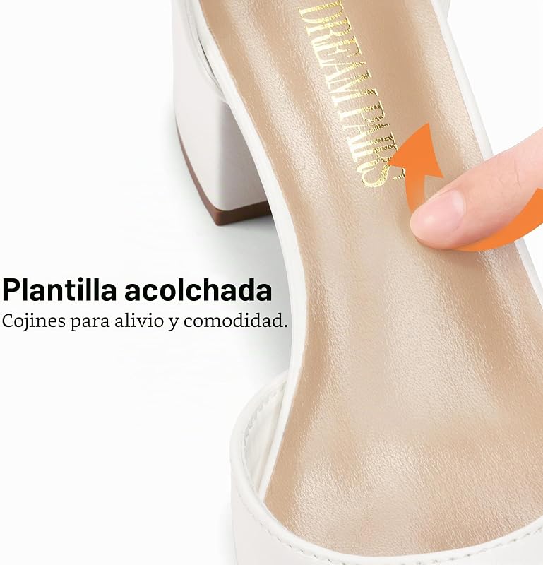 Zapatos Tacón Ancho Mujer,Blanco/PU,35
