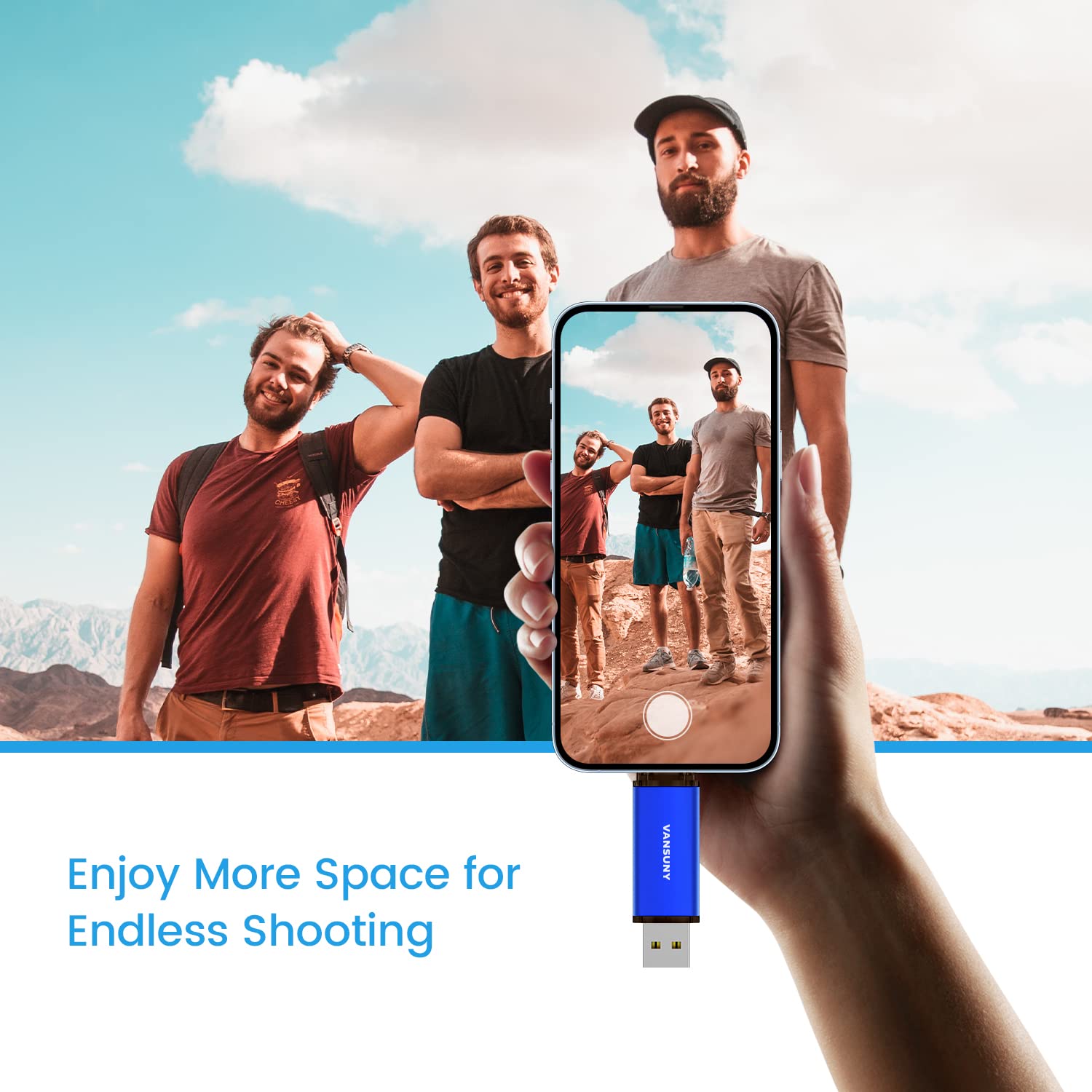 Vansuny 64GB 5 Pack USB Type-C Flash Drives 2-in-1 Dual Flash Drive USB A + USB C OTG Flash Drive for Android Smartphone Tablet Computer Laptop (Blue)