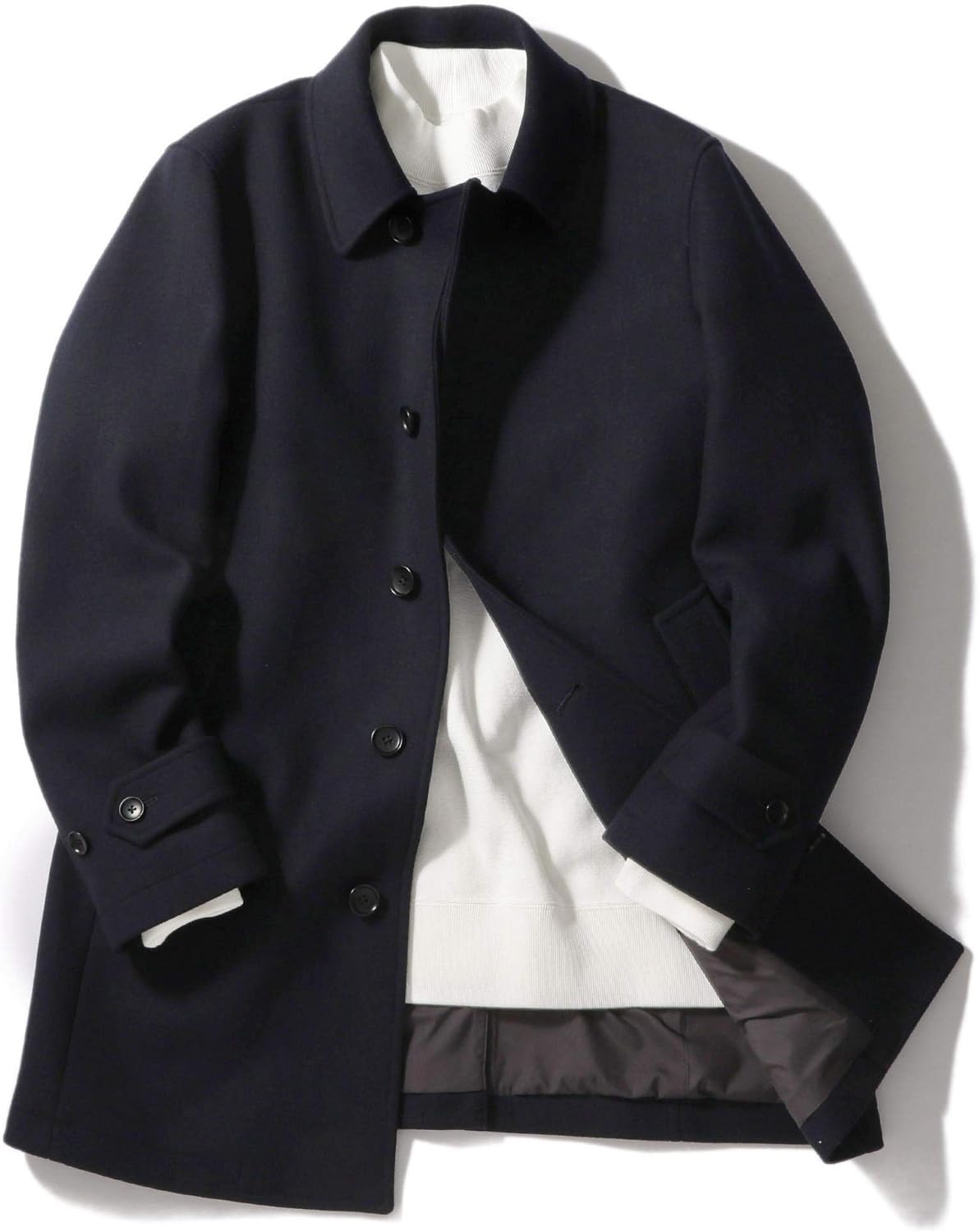 Amazon シップス スーパー140s 100 ウール メルトン シングル ロング ピーコート ネイビー S コート ジャケット 通販