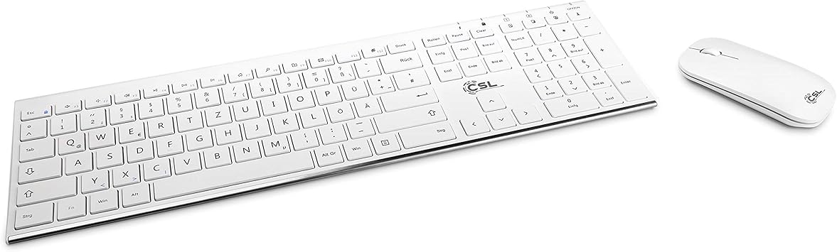 CSL Airy Wireless Keyboard Mouse Set in White with QWERTZ