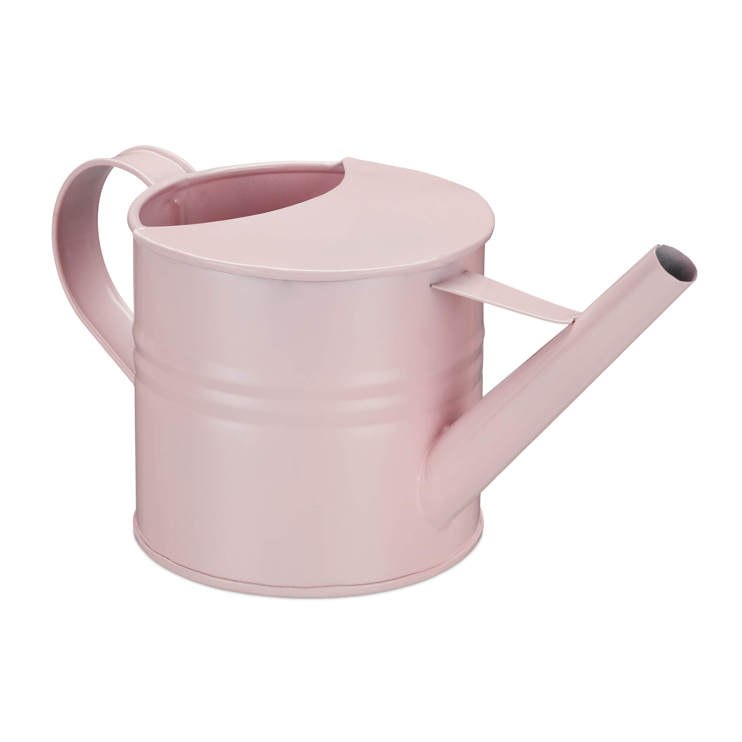 Relaxdays Watering Can, Indoor Plants, Watering Jug, Vintage Watering Vessel, Flower Watering Pot, Metal, 1.3 L, Pink