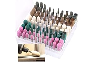 Keadic 100Pcs Rotary Grinding Stone Bits Set Felt Polishing Buffing Wheel for Dremel Rotary Tool, Shank Abrasive Mounted Stone Grinding Bits Abrasive Mounted Stone Sharpening Bit Set for Polishing