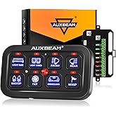 Auxbeam 8 Gang Switch Panel BA80 Universal Circuit Control Relay System | Dimmable LED On-Off Control Panel, LED Switch Pod Multifunction Switches for Truck Car Offroad SUV UTV ATV, 3 Years Warranty