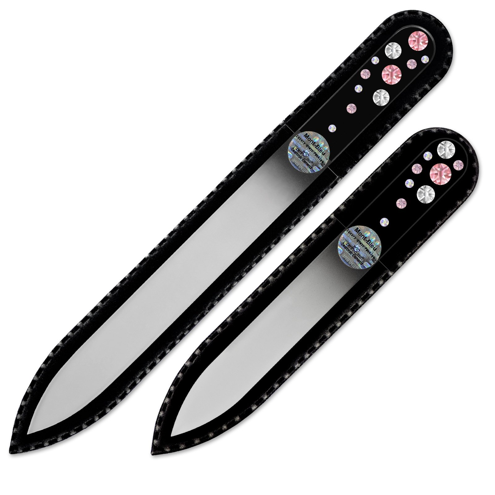 Nail file - Mont Bleu Best Set of 2 Glass Nail Files Hand Decorated with Swarovski Elements - mothers day gifts - Genuine Czech Tempered Glass - Nail Files for Women - Glass Nail File For Nail Art