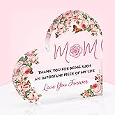 Gifts for Mom from Daughter Son - Heart Engraved Acrylic Plaque 6 x 6 inch - Sentimental Mothers Day, Birthday, Christmas Gift Idea - Versatile Home, Office, Desk, Shelf Decor Display