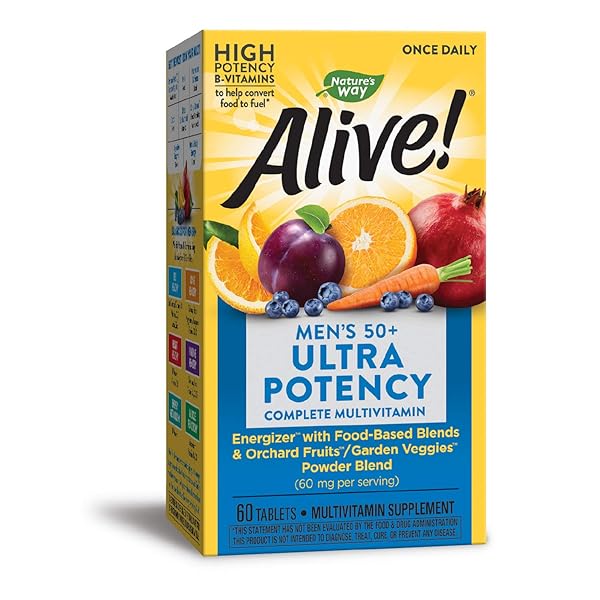 NATURE’S WAY ALIVE ONCE DAILY MEN’S 50 PLUS MULTI ULTRA POTENCY TABLETS, 60 COUNT