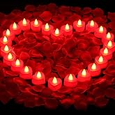 Cridoz Rose Petals for Romantic Night - Artificial Red Rose Petals with LED Candles for Decoration, Wedding, Valentine's Day