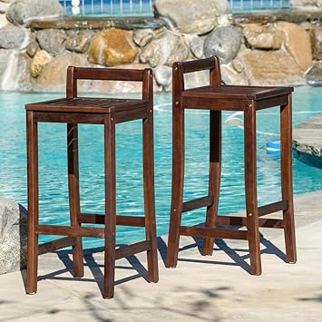 Vivek Wood Wooden Bar Chairs for Home | Long High Chair for Kitchen | Sheesham Wood, Set of 1, Dark Walnut