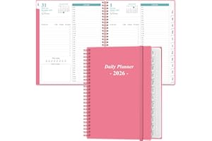 YARIDAR Daily Planner 2026 Full Page Per Day- 2026 Daily & Monthly Planner from January 2026 to December 2026, Day Planner 2026 with 12 Months Tabs, 8.5" x 11", Pink