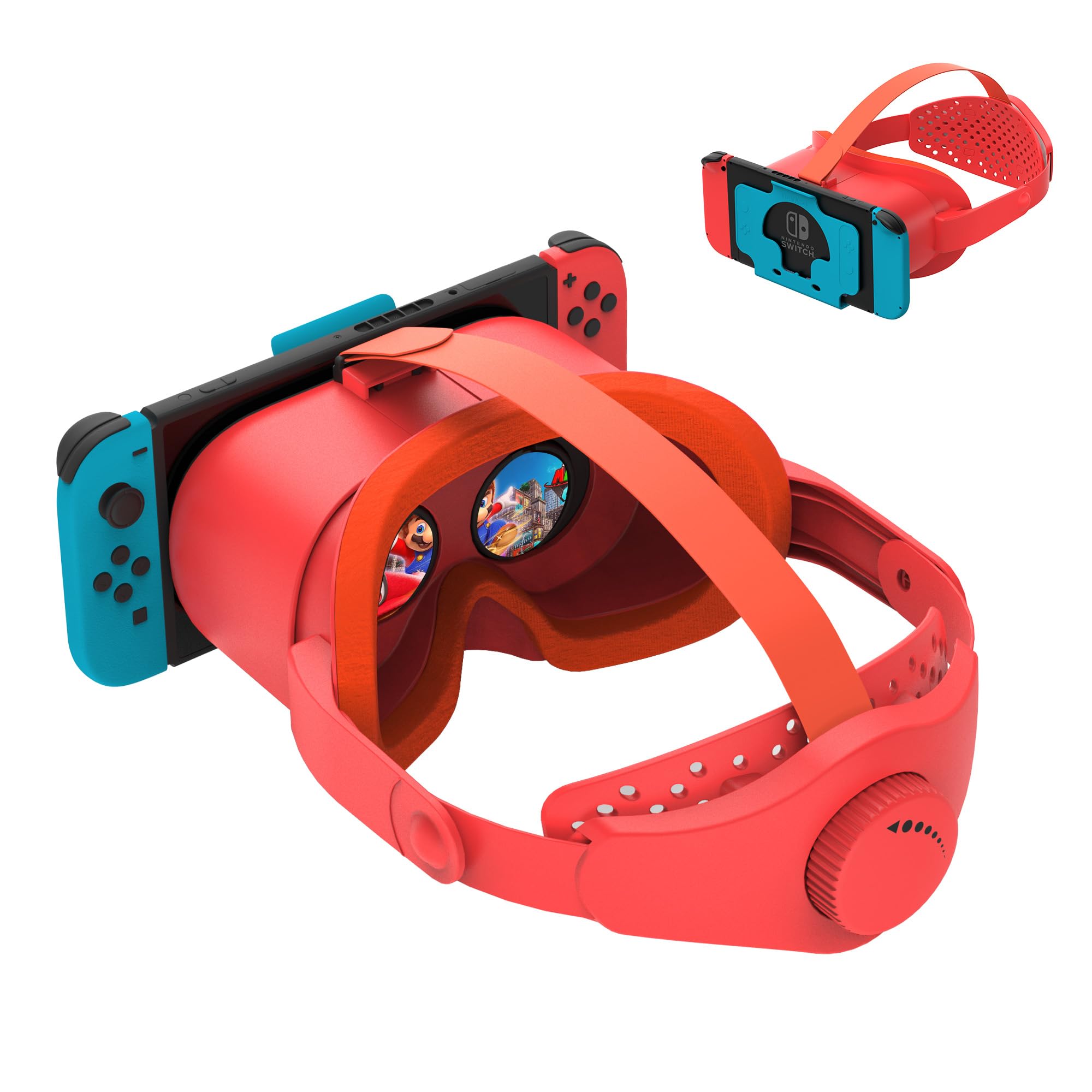 Upgraded VR Headset for Nintendo Switch & Switch OLED Model, Switch VR Virtual Boy Games Glasses with Adjustable HD Lenses and Head Strap with Rotary Button, Labo VR for Switch Accessory(Orange&Blue)