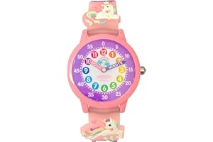 PRESCHOOL COLLECTION Kitty, Unicorn or Butterfly Analog Color Watch - Kids 3D Band First Watch - Time Teacher - Girls, Children - School Watch