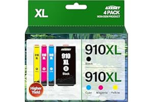 AXESET 910 XL Ink for HP 910XL Ink Cartridges Combo Pack, 910XL Ink Cartridges for HP Printers Replacement for HP 910 Ink Work for HP Officejet Pro 8020 Ink Cartridges 8025 8028 8030 Printer, 4 Pack