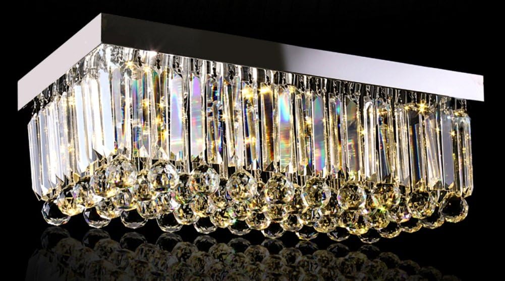 Siljoy Rectangular Crystal Chandelier Lighting Comtemporary Ceiling Lights L60 x W30 x H21 cm