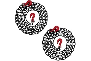 2PK - Falcon Cargo 3/8" X 10' Grade 80 Transport Binder Chain - 7,100 LBS WLL - Clevis Grab Hook, Tie-Down, Towing