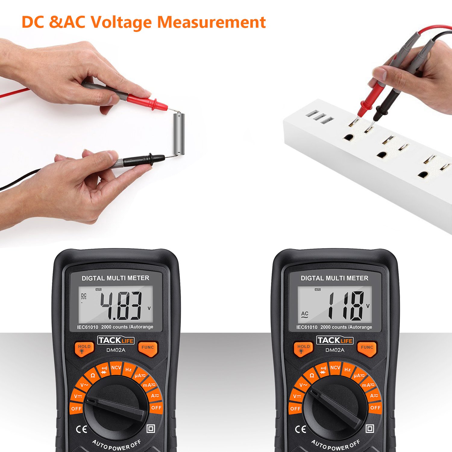 Tacklife DM02A Advanced Digital Multimeter, Autoranging Electronic Amp