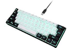 Snpurdiri 60% Wired Gaming Keyboard, 61 Keys RGB Backlit Ultra-Compact Small Gaming Keyboard, for PC/Mac Gamer, Typist, Travel, Easy to Carry on Business Trip(Black-White)
