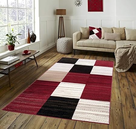 Pyramid Decor Area Rugs Area Rug Soft Area Rug Area Rugs Clearance Rugs For Livingroom Living Room Rug Clearance 5x7 Area Rugs Three Color Square Tiles Design Red Yellow Amazon Co Uk Kitchen Home