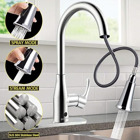 Kitchen Faucets Soosi Faucet Hands Free Wave Sensor Single Lever