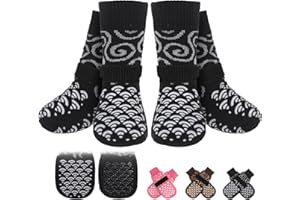 K9meme Anti Slip Dog Socks with Four Sides Grips for Hardwood Floors, Extra Traction Control No Twist - Dog Shoes Paw Protector for Hot Pavement to Prevent Licking Paws for Small Medium Large Dogs, L