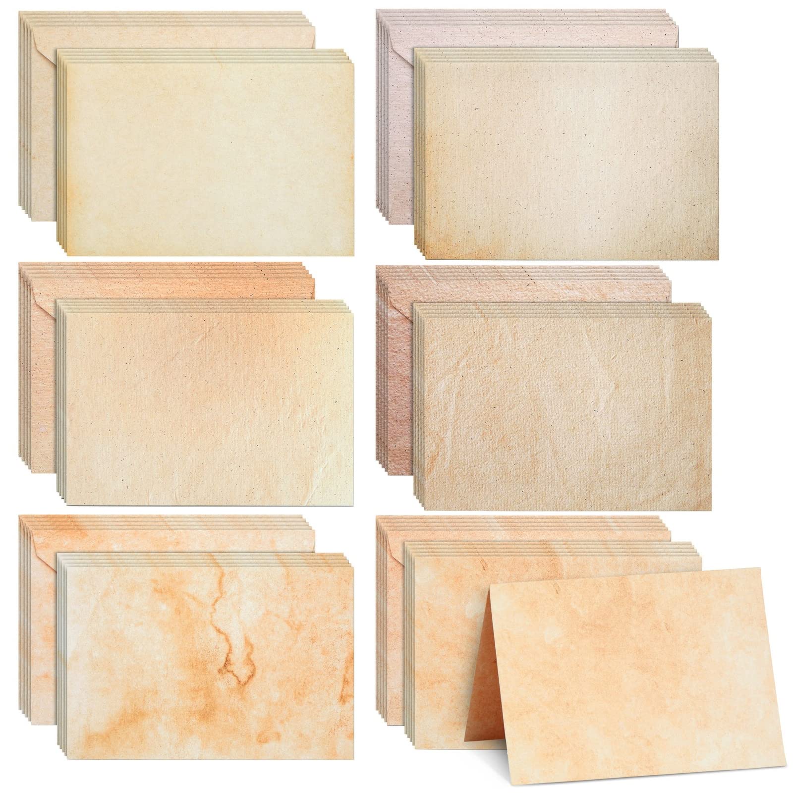 60 Pack Blank Cards and Envelopes 10 x 15 cm, Vintage Stationery for Card Making, Party Invitations, Announcements, Scrapbooking, Blank Inside, 6 Assorted Antique Designs