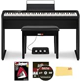 Casio PX-S1100 Privia Digital Piano - Black Bundle with CS-68 Furniture Stand, SP-34 Three Pedal System, Furniture Bench, Instructional Book, Instructional Video, and Austin Bazaar Polishing Cloth