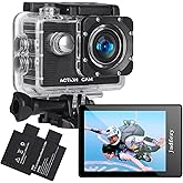 Jadfezy Action Camera FHD 1080P 12MP, 98FT/30M Underwater Waterproof Camera with 2 Batteries, Wide Angle Sports Camera with Accessories Kit Suitable for Helmet, Bicycle, etc.