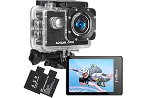 Jadfezy Action Camera FHD 1080P 12MP, 98FT/30M Underwater Waterproof Camera with 2 Batteries, Wide Angle Sports Camera with Accessories Kit Suitable for Helmet, Bicycle, etc.