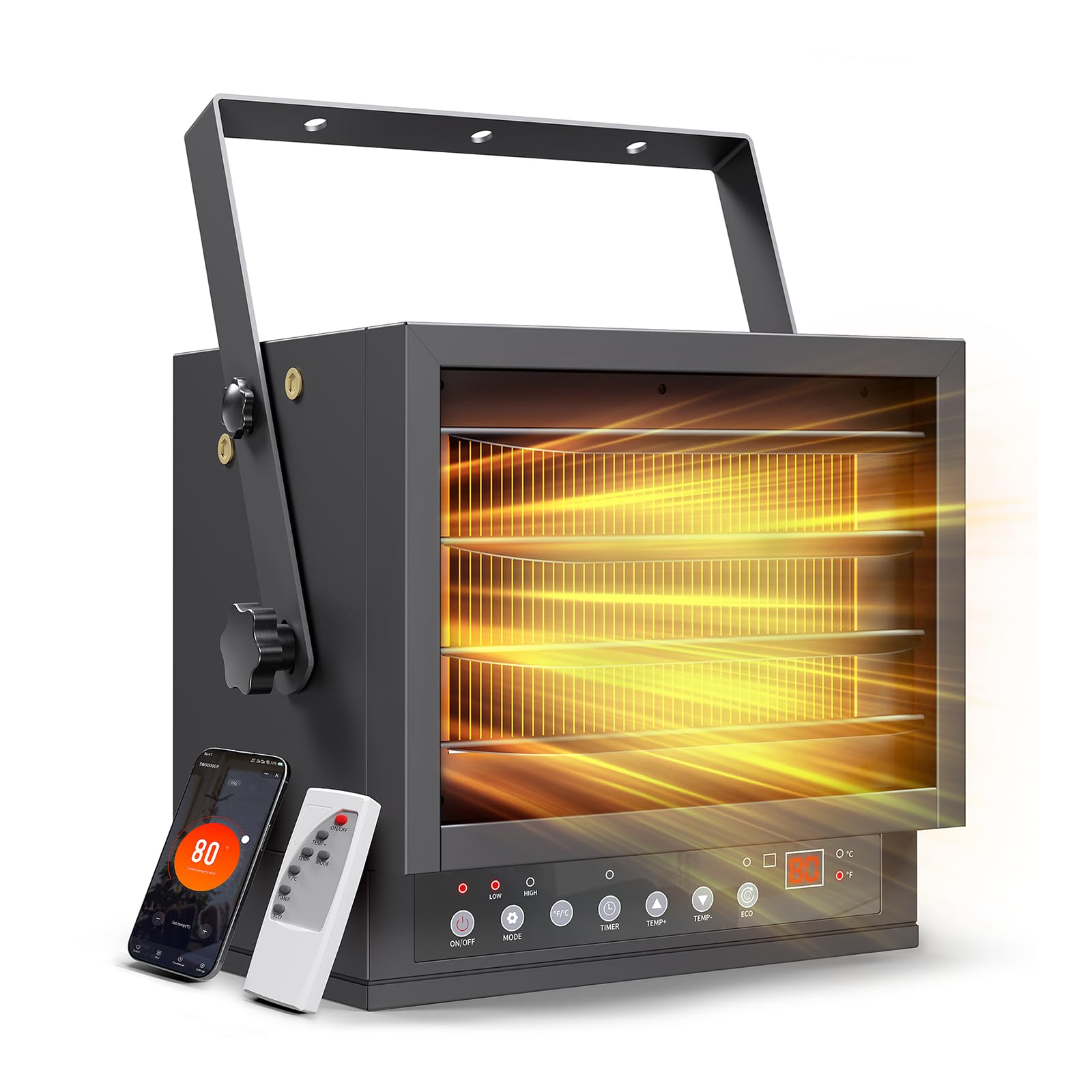 Photo 1 of 7500W Electric Garage Heater with WIFI & Remote, Ceiling Mount Shop Heater, Garage Space Heaters with ECO Mode, 12H Timer, Thermostat, Overheat Protection, for Garage Workshops Warehouses Industrial