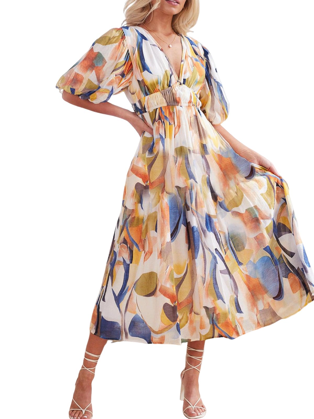 Photo 1 of Sissyaki Women's Floral Maxi Dress 2026 Summer Spring Wedding Guest Dress Blue Print XL