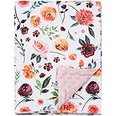 BORITAR Baby Blanket Super Soft Double Layer Minky with Dotted Backing, Receiving Blanket with Elegant Floral Multicolor Printed Blanket 50 x 60 Inch(125x150cm)