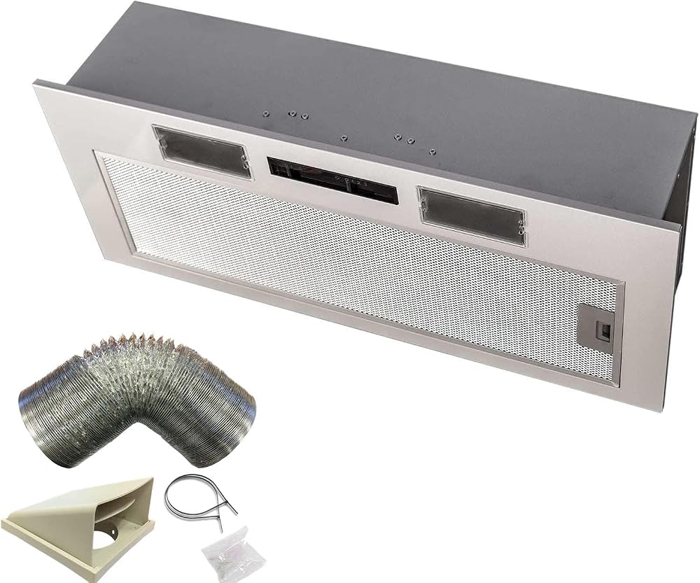 SIA 70cm Under Cupboard Canopy Cooker Hood Extractor Fan with 1m Ducting