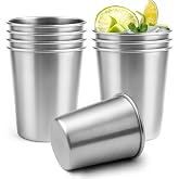 Luxgola Stainless Steel Cups, Stackable Reusable Metal Water Cup Set | Unbreakable Beer Pint Drinking Tumbler for Kitchen, Party, Camping, Outdoor| BPA Free, Dishwasher Safe