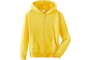 Spring&Gege Youth Solid Classic Hoodies Soft Hooded Full Zip Sweatshirts for Children (3-14 Years)