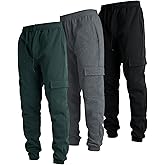 Ultra Performance 3 Pack Mens Sweatpants, Fleece Cargo Joggers for Men with Pockets
